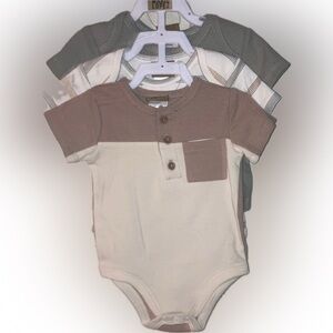 Mario Lopez 3 Piece Baby One Piece in Cream and Brown and Earthy Tones